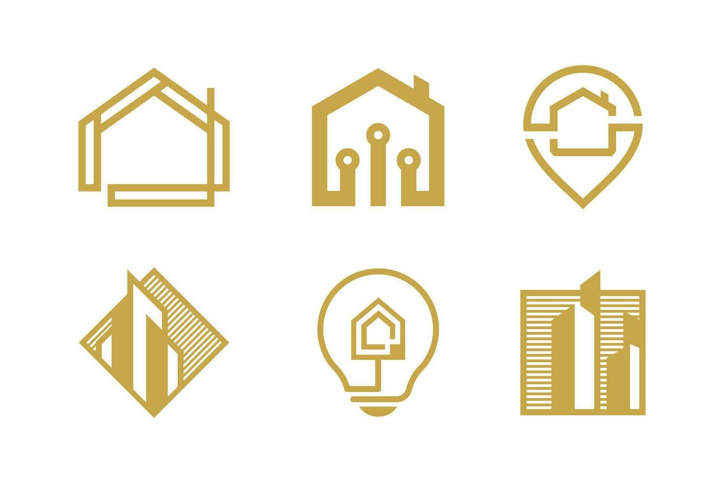 Set of building logo design element vector icon with creative idea