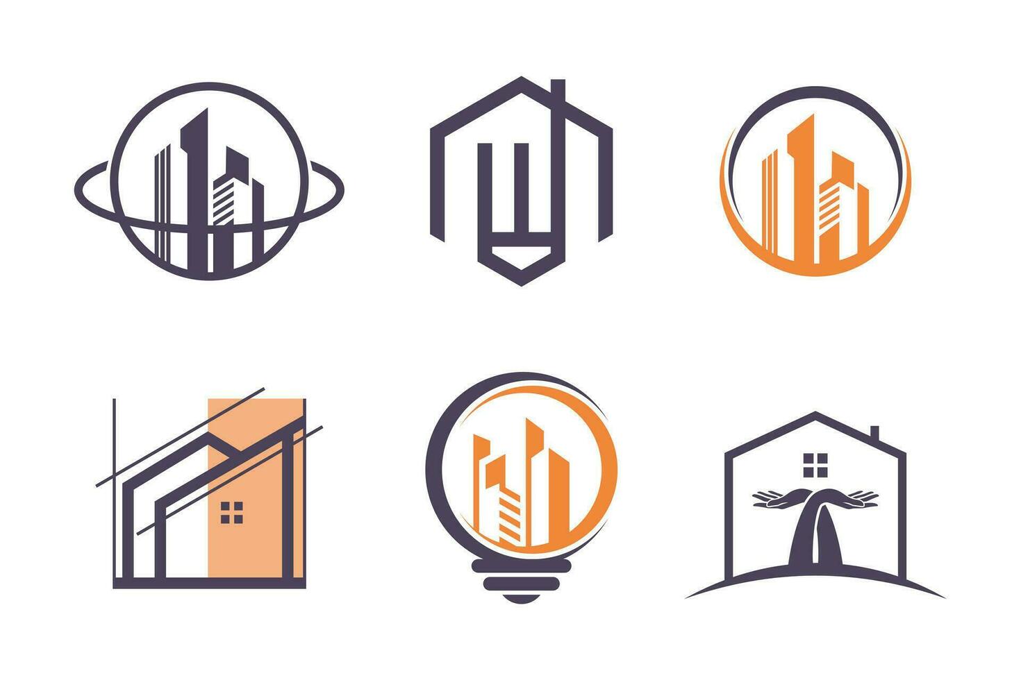 Set of building logo design element vector icon with creative idea