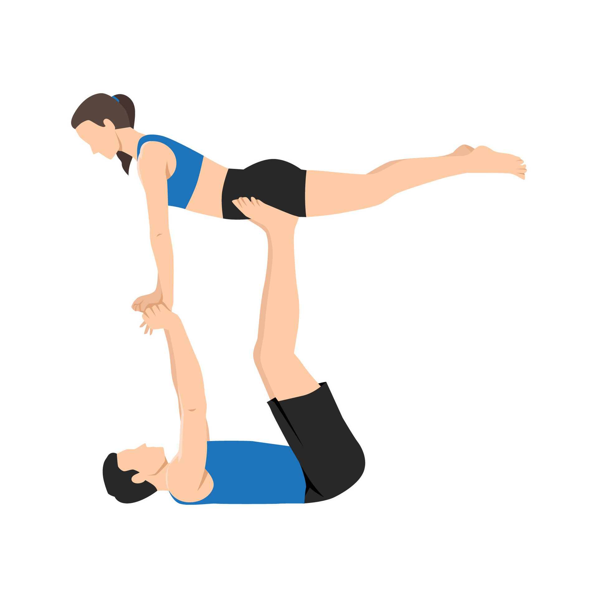 Young couple sporty people practicing yoga lesson with partner, man and  woman in yogi exercise, arm balance pose. 29257123 Vector Art at Vecteezy