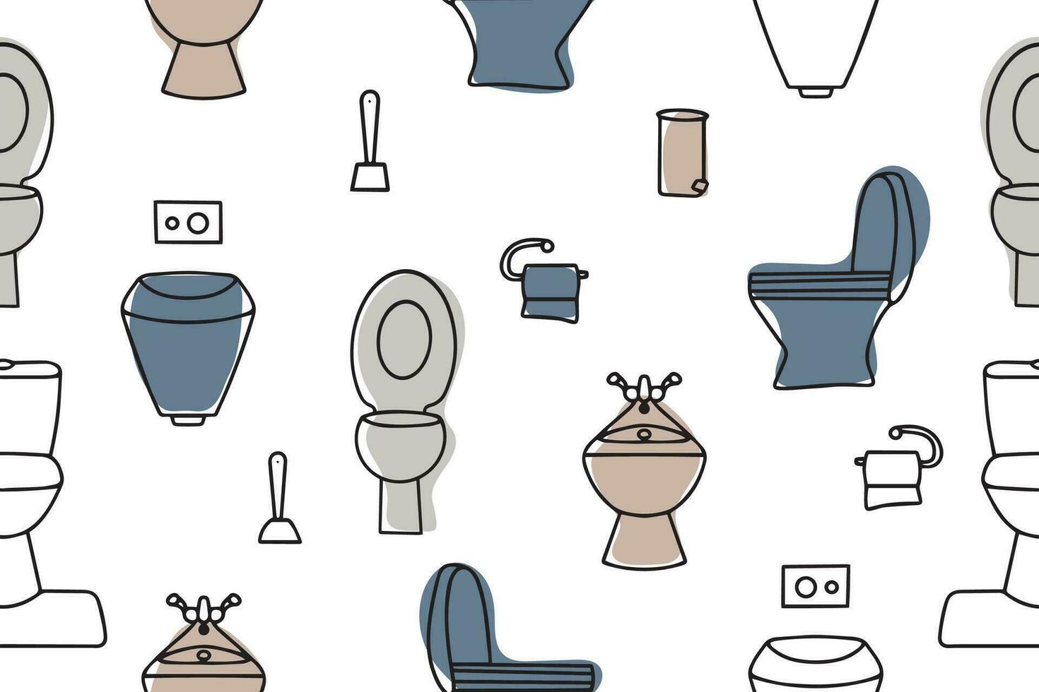 Seamless vector pattern of toilets and toilet paper. Toilet seamless pattern. Vector