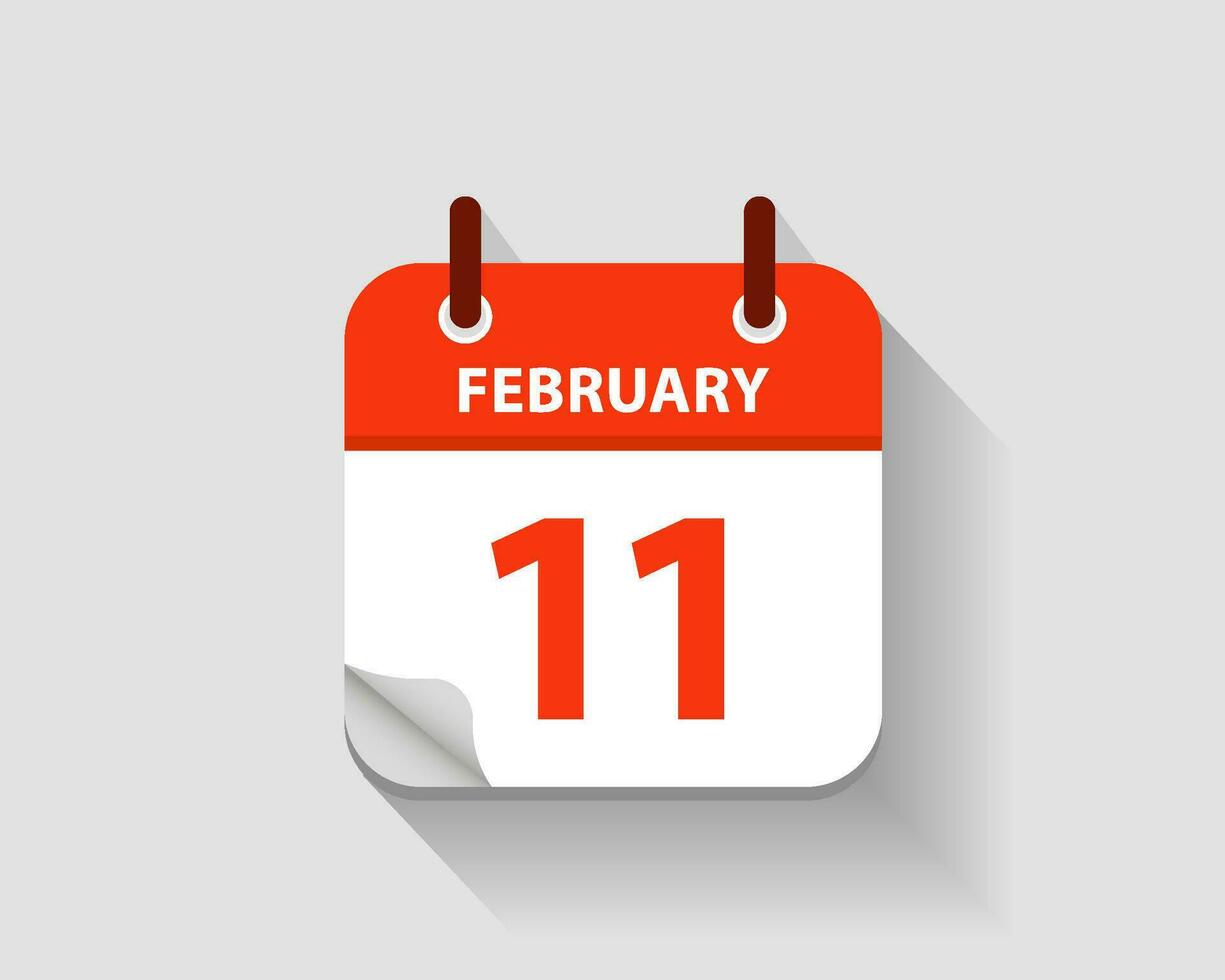 February 11. Vector flat daily calendar icon. Date and time, day, month. Year. Vector illustration