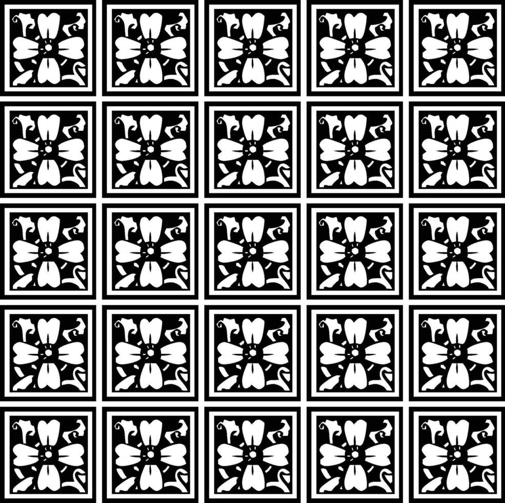 Abstract seamless pattern with silhouettes flowers in black and white. Floral repeating monochrome background. Endless print texture. Fabric design. Wallpaper - vector