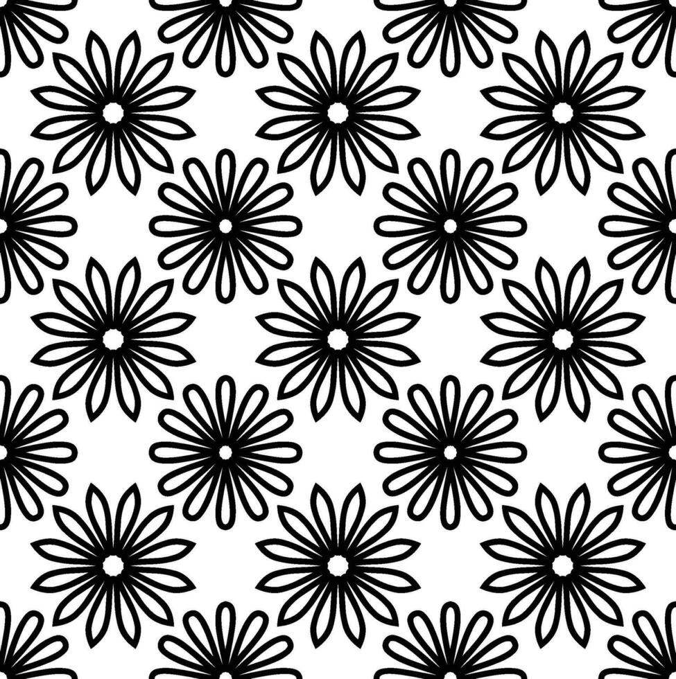 Abstract seamless pattern with silhouettes flowers in black and white. Floral repeating monochrome background. Endless print texture. Fabric design. Wallpaper - vector