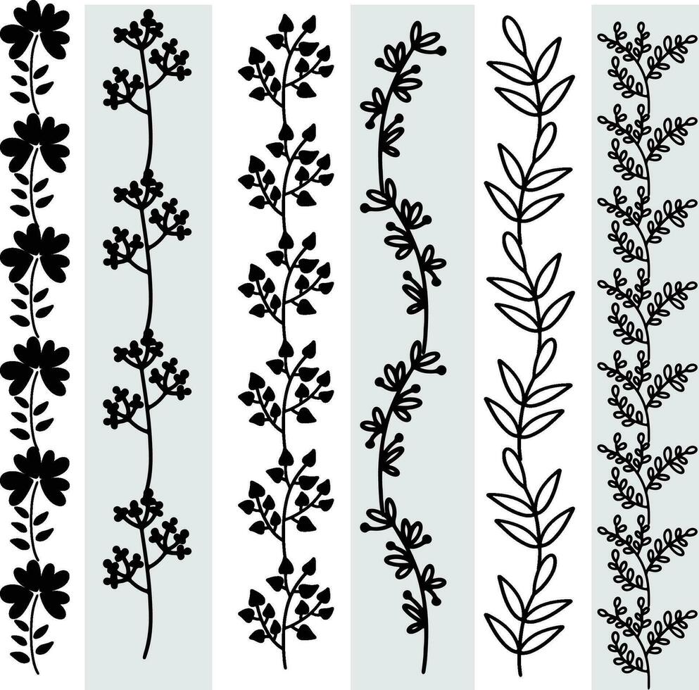 Abstract seamless pattern with silhouettes flowers in black and white. Floral repeating monochrome background. Endless print texture. Fabric design. Wallpaper - vector