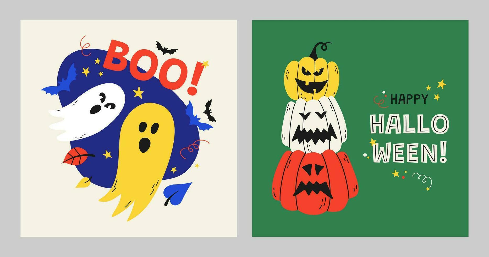 Halloween set of cards. Vector template for the holiday.