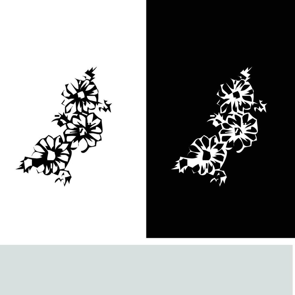 Abstract seamless pattern with silhouettes flowers in black and white. Floral repeating monochrome background. Endless print texture. Fabric design. Wallpaper - vector