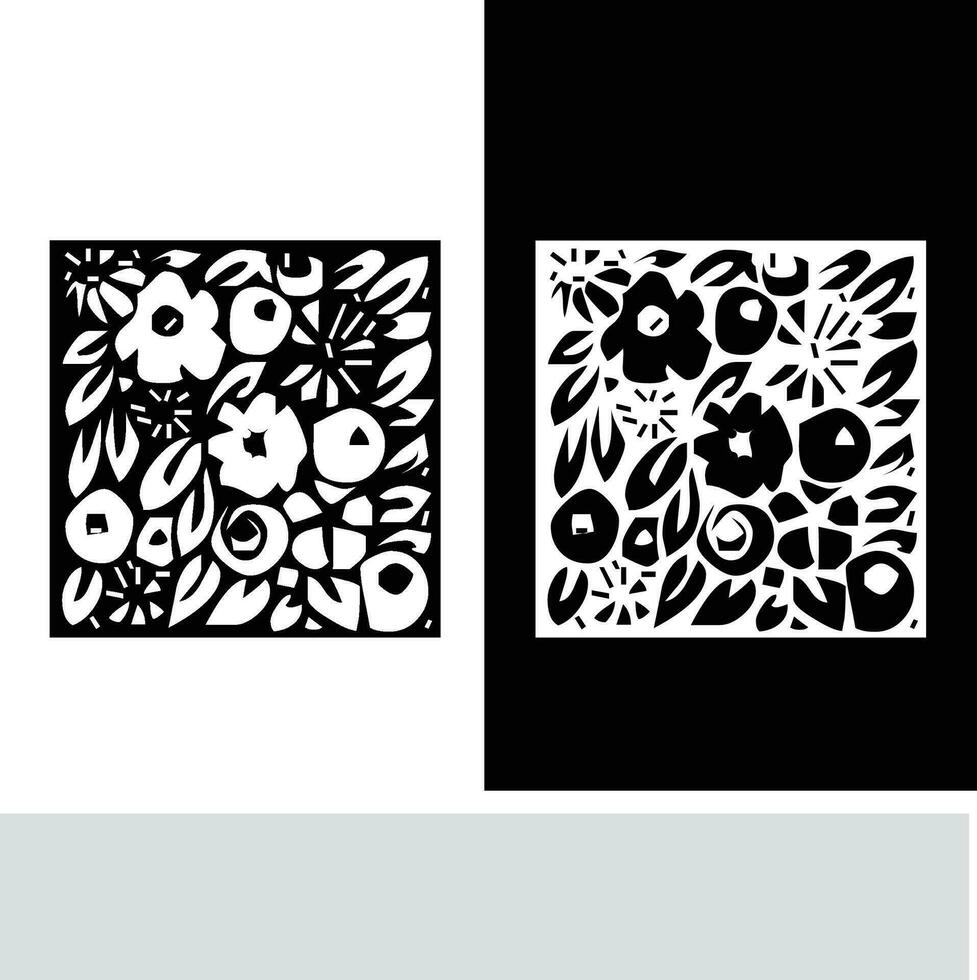 Abstract seamless pattern with silhouettes flowers in black and white. Floral repeating monochrome background. Endless print texture. Fabric design. Wallpaper - vector