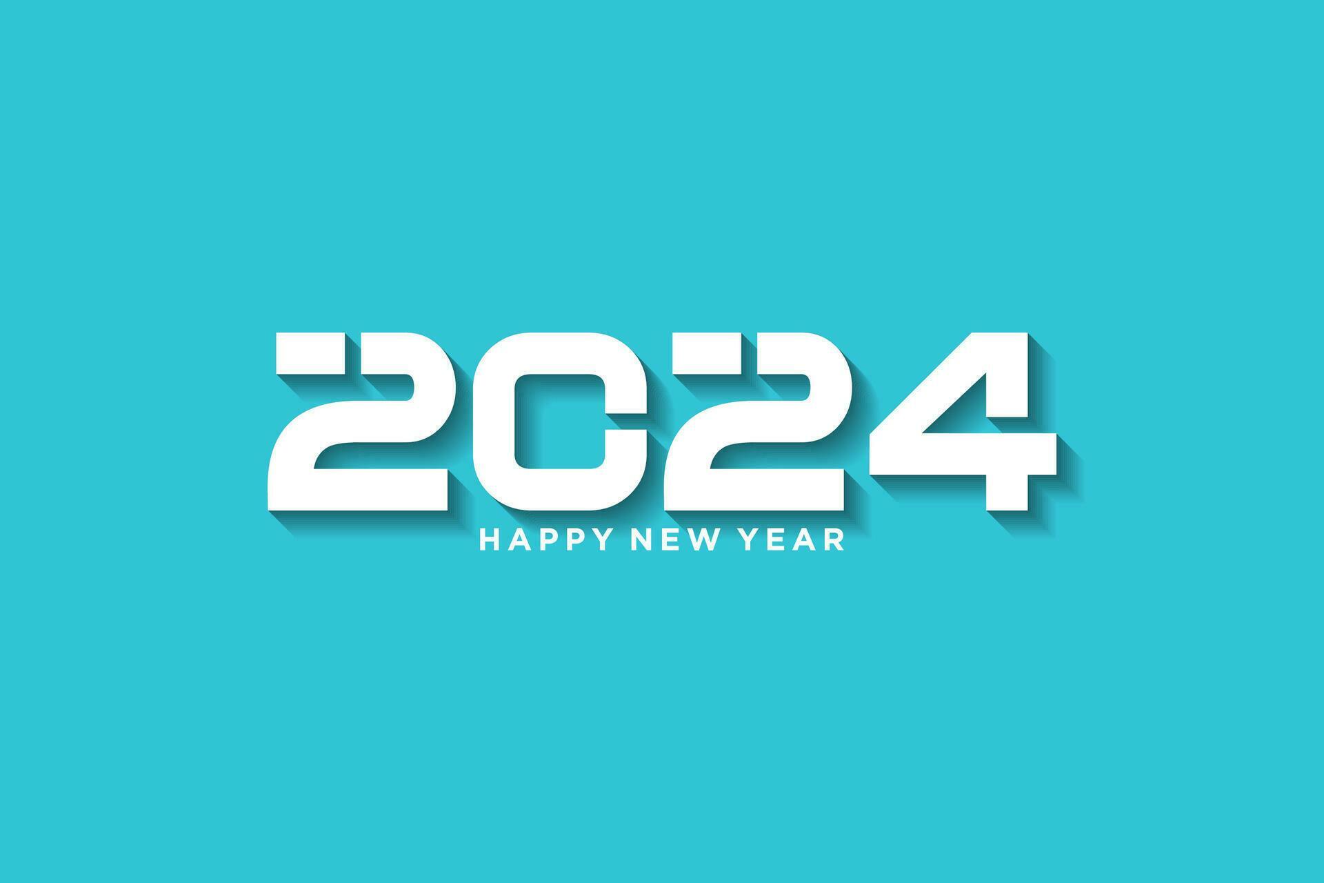 2024 logo design, with white 3d numbers on turquoise background