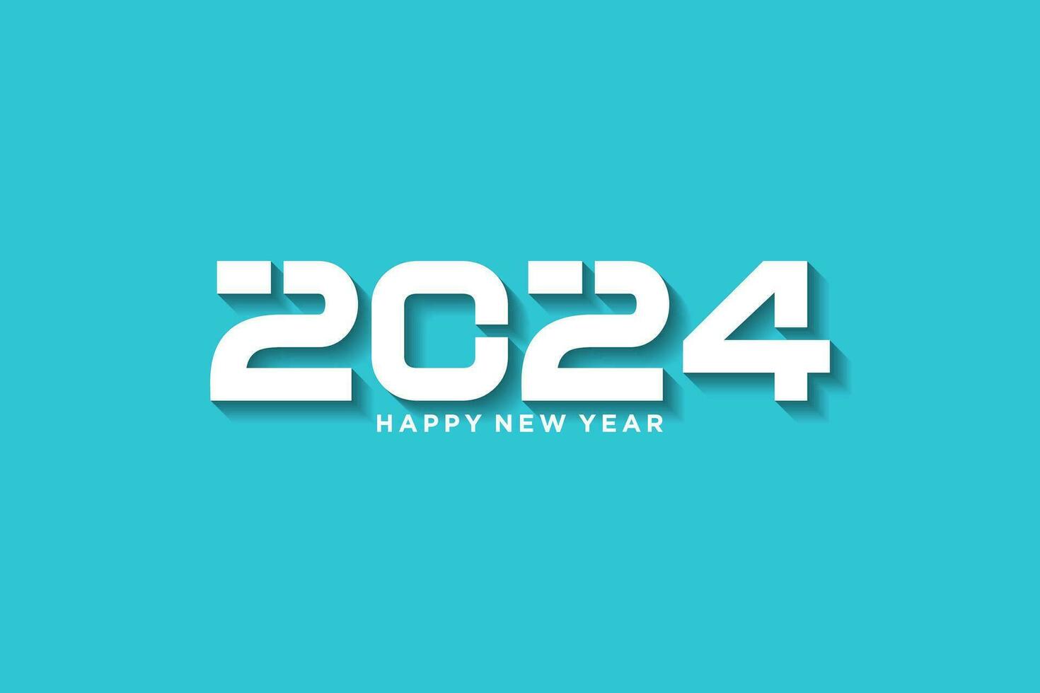2024 logo design, with white 3d numbers on turquoise background, greeting new year 2024 vector
