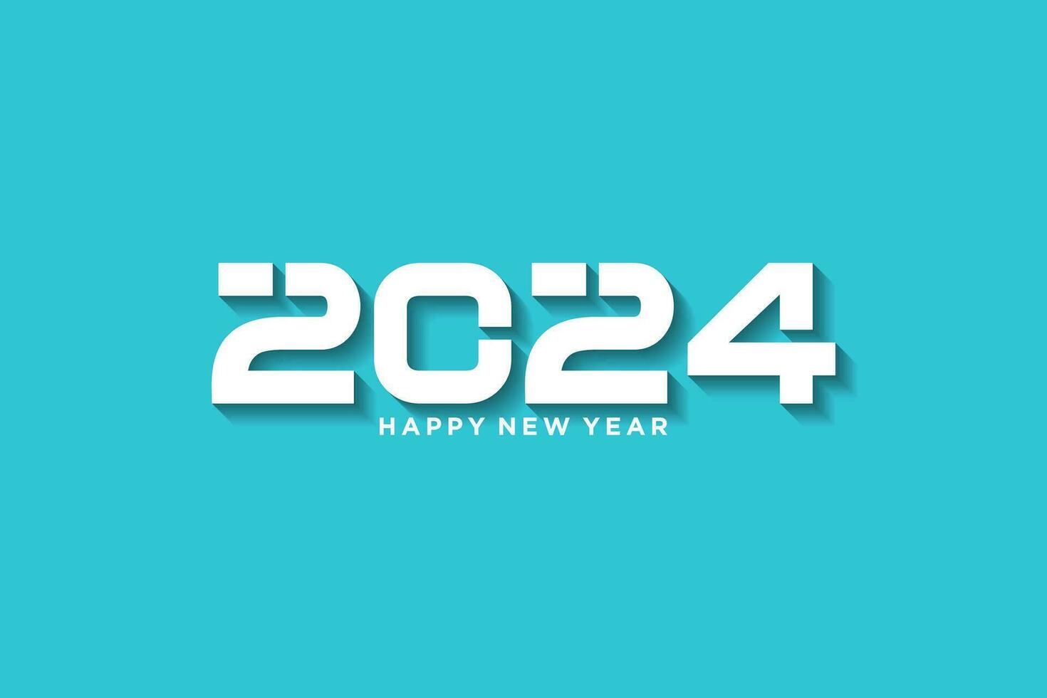 2024 logo diseño, con blanco 3d números en turquesa fondo, saludo nuevo año 2024 vector