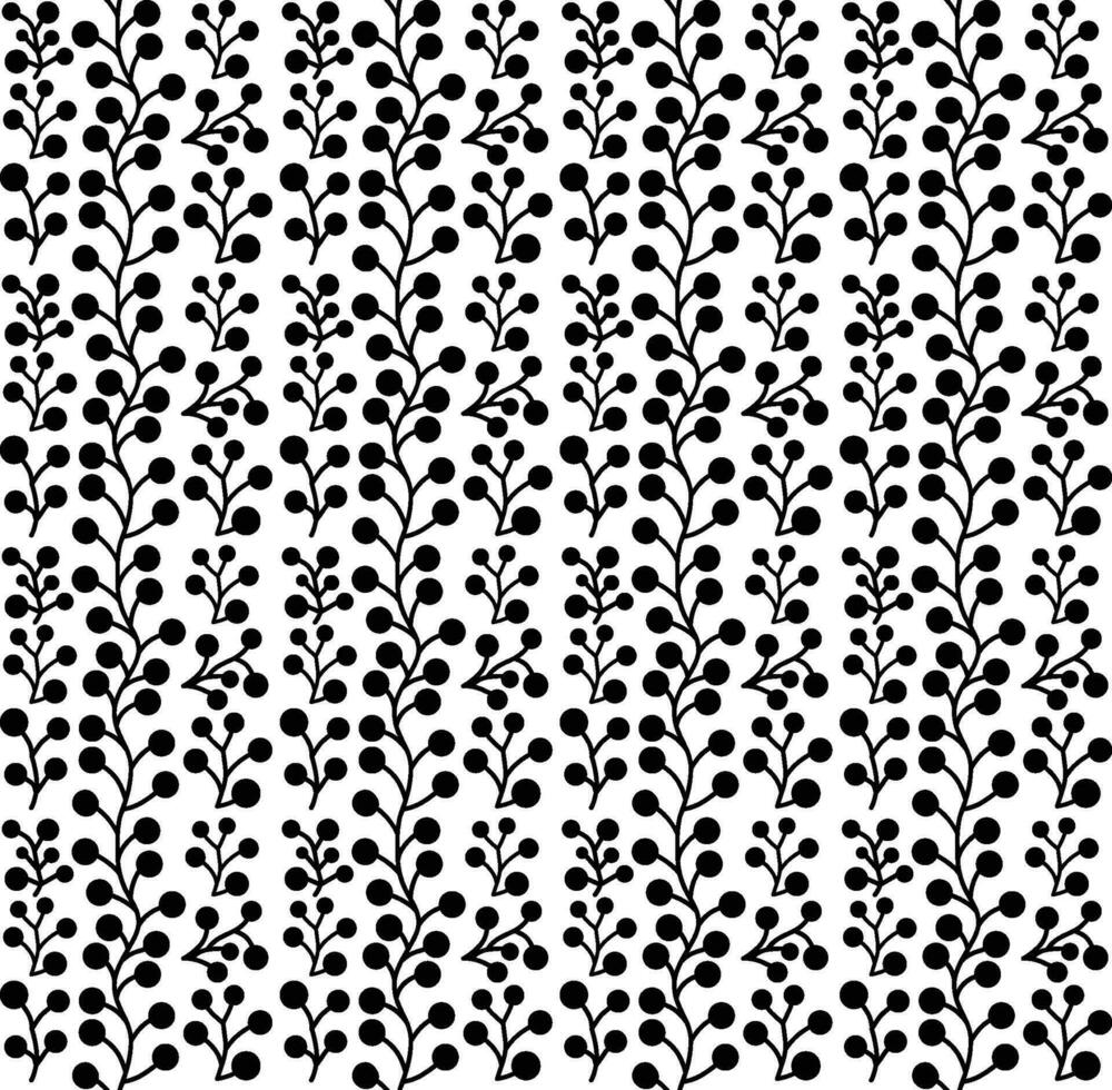 Abstract seamless pattern with silhouettes flowers in black and white. Floral repeating monochrome background. Endless print texture. Fabric design. Wallpaper - vector