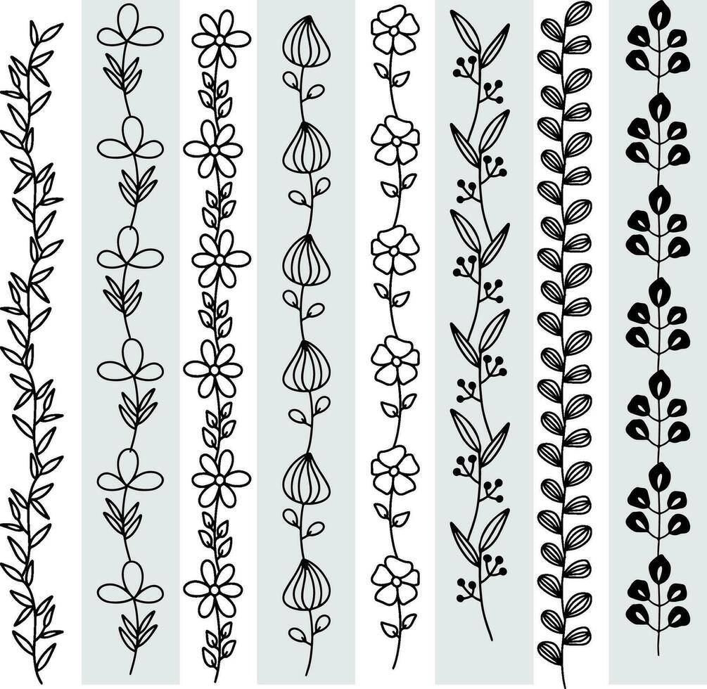 resumen sin costura modelo con siluetas flores en negro y blanco. floral repitiendo monocromo antecedentes. interminable impresión textura. tela diseño. fondo de pantalla - vector