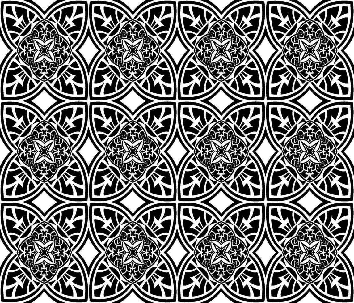 resumen sin costura modelo con siluetas flores en negro y blanco. floral repitiendo monocromo antecedentes. interminable impresión textura. tela diseño. fondo de pantalla - vector