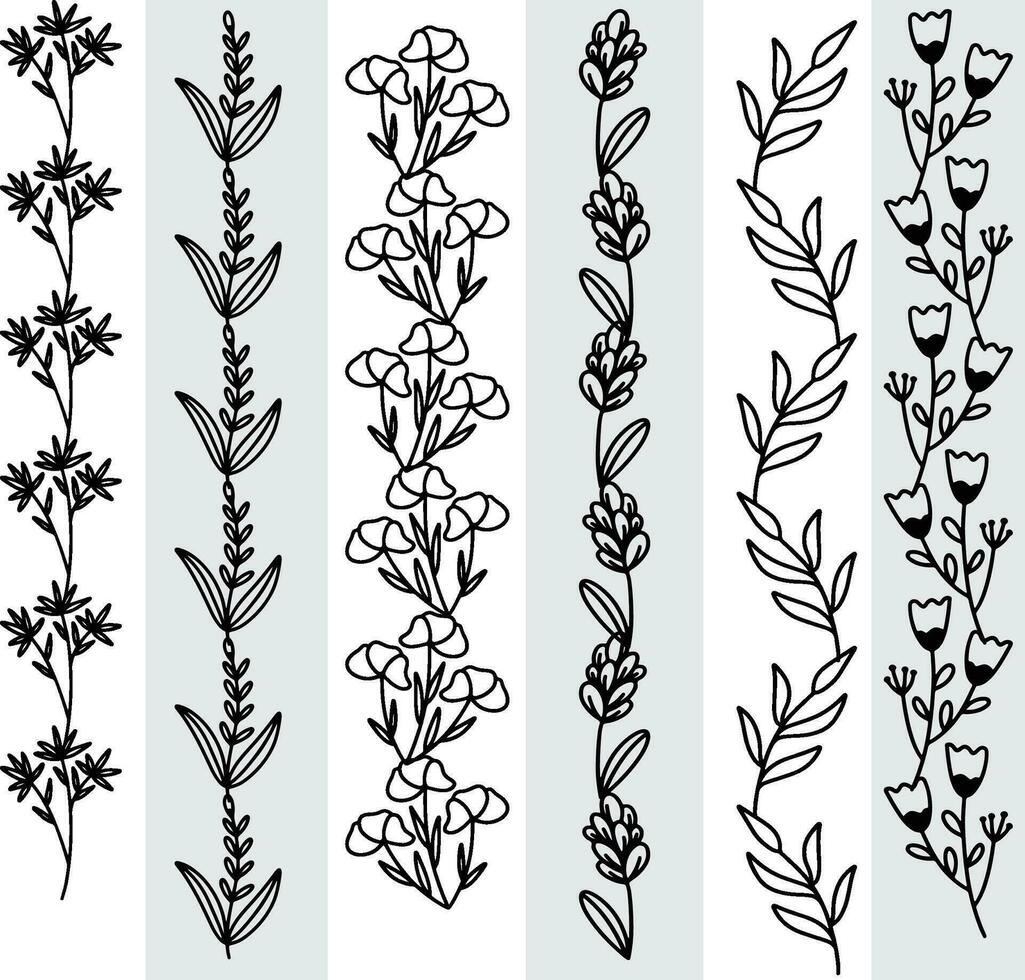 Abstract seamless pattern with silhouettes flowers in black and white. Floral repeating monochrome background. Endless print texture. Fabric design. Wallpaper - vector