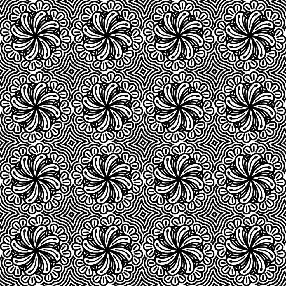 resumen sin costura modelo con siluetas flores en negro y blanco. floral repitiendo monocromo antecedentes. interminable impresión textura. tela diseño. fondo de pantalla - vector