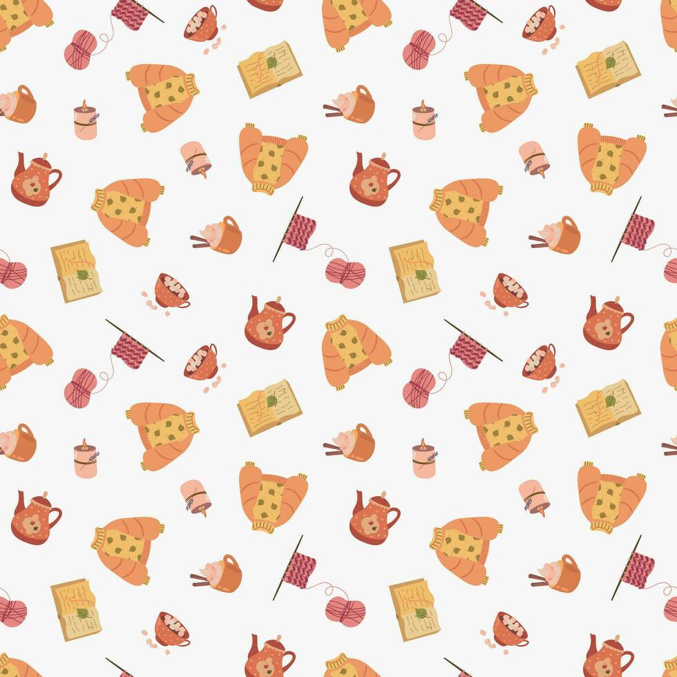 Autumn cozy seamless pattern. Design for fabric, textiles, wallpaper, packaging. vector