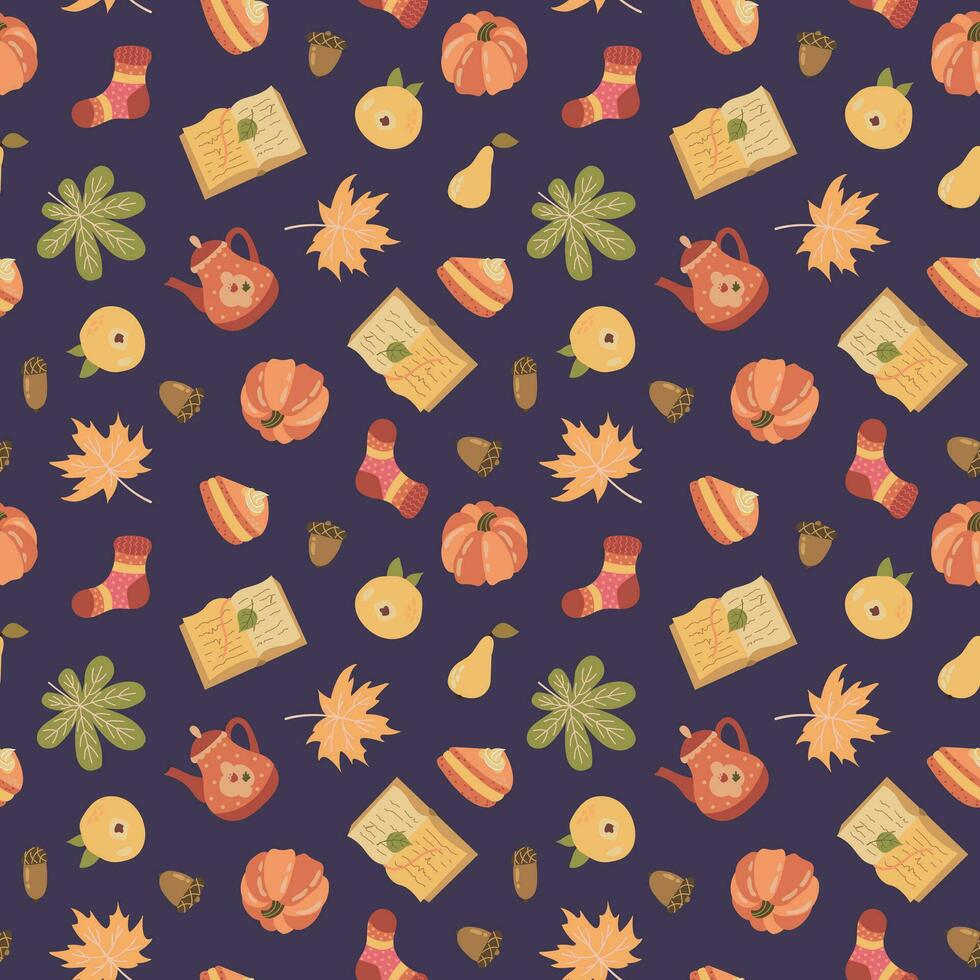 otoño acogedor sin costura modelo. diseño para tela, textil, fondo de pantalla, embalaje. vector