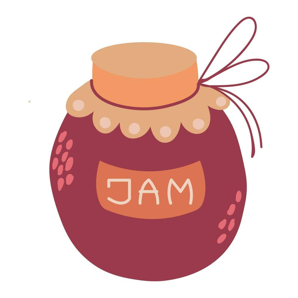 Hand-drawn jar of jam. White background, isolate. vector