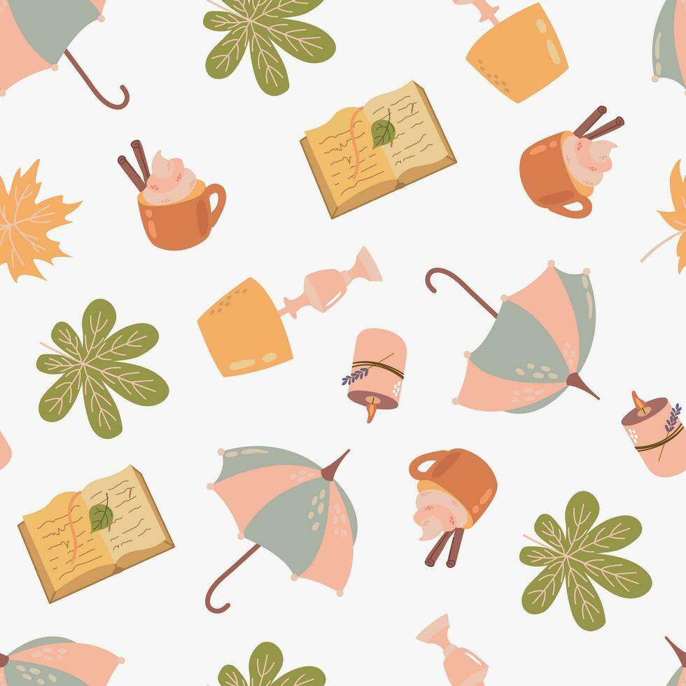 Autumn cozy seamless pattern. Design for fabric, textile, wallpaper, packaging. vector