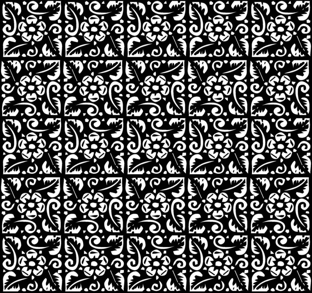 Abstract seamless pattern with silhouettes flowers in black and white. Floral repeating monochrome background. Endless print texture. Fabric design. Wallpaper - vector