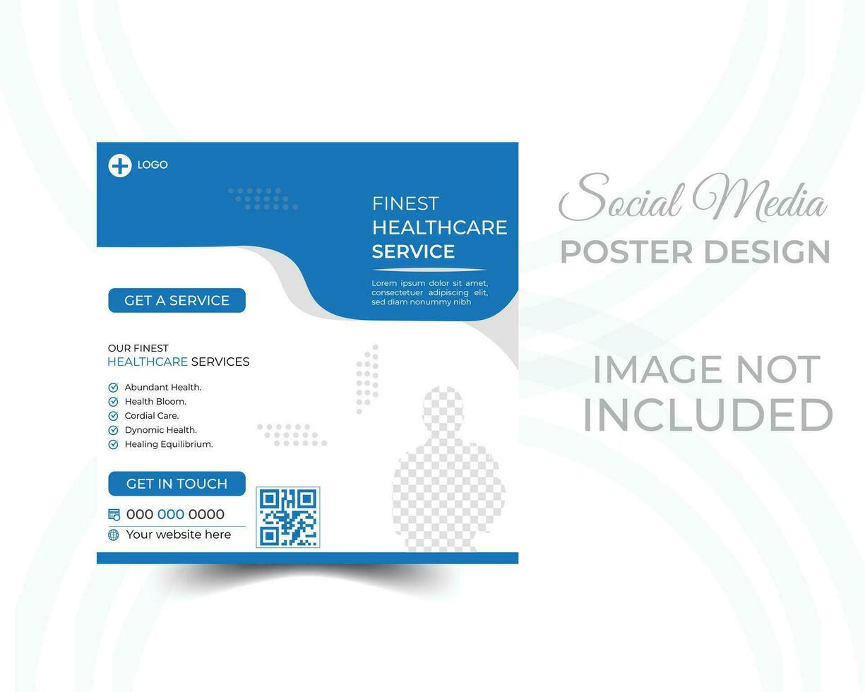 Professional medical healthcare service social media post template design, Healthcare or medical social media post template design. vector