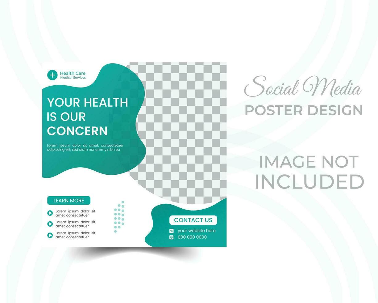 Professional medical healthcare service social media post template design, Healthcare or medical social media post template design. vector