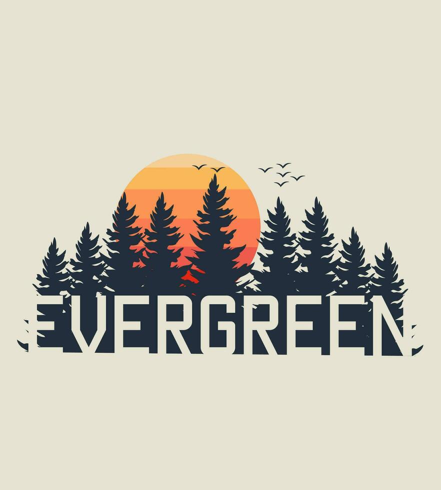 vector of evergreen trees perfect for print, t-shirt design, etc