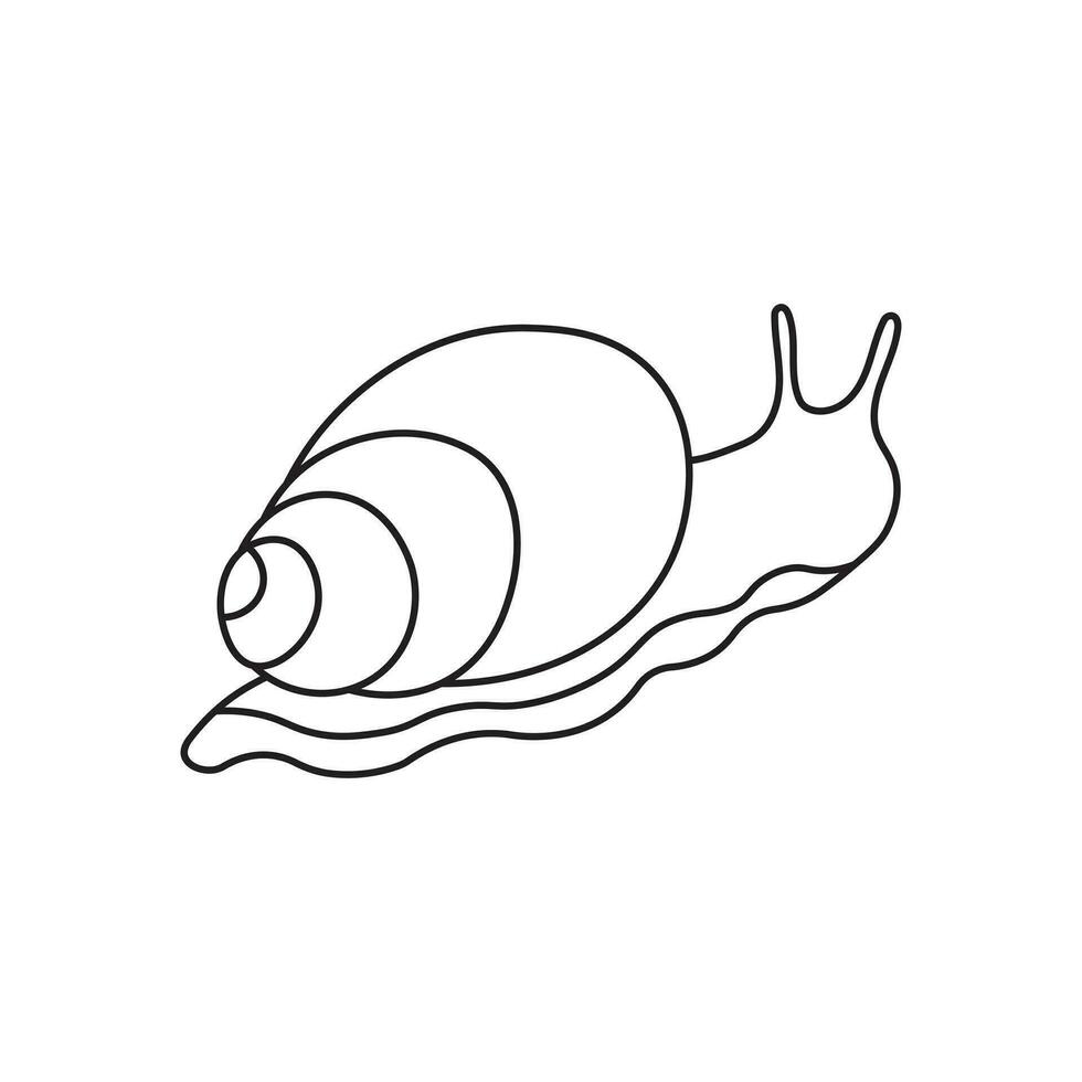 Hand drawn Cartoon Vector illustration snail walking icon Isolated on White Background