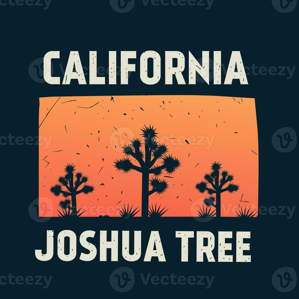 joshua trees silhouette with sunset scenery perfect for print, apparel design, etc photo
