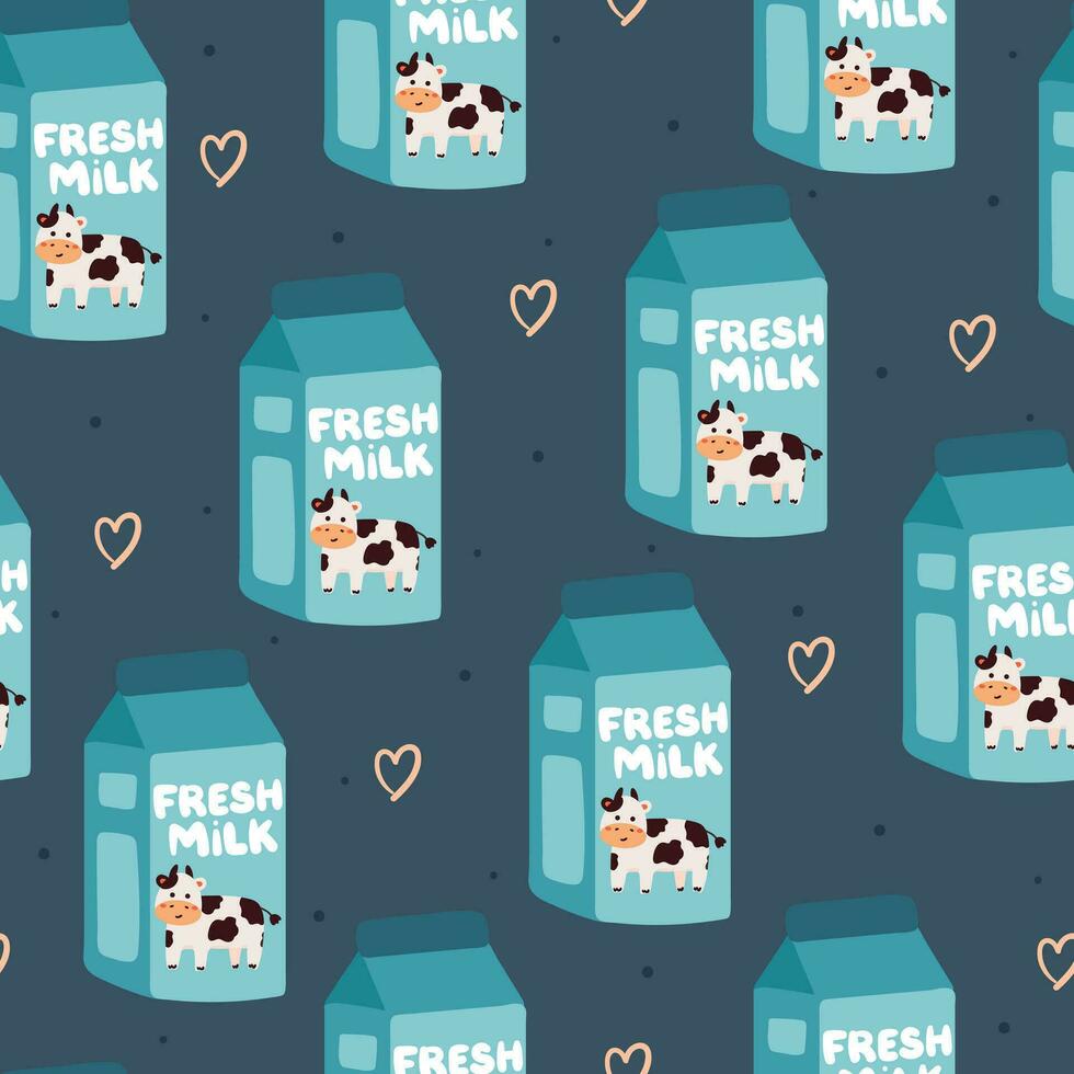 seamless pattern cartoon box of milk. cute wallpaper for kids, textile, fabric pattern vector