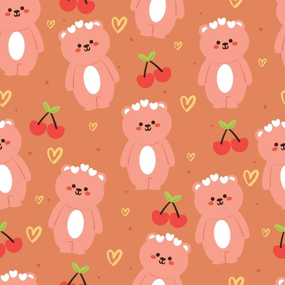 seamless pattern cartoon bears. cute animal wallpaper illustration for gift wrap paper vector