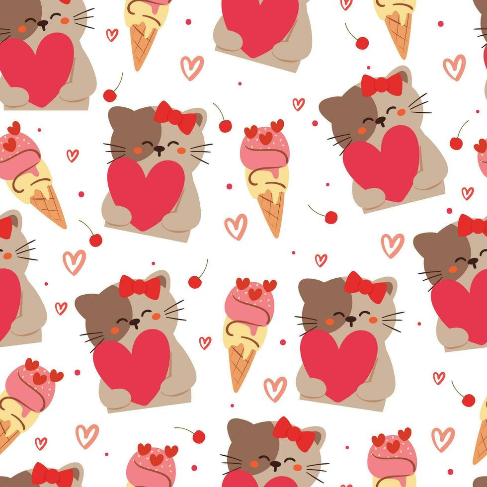 seamless pattern cartoon cat. cute animal wallpaper for textile, gift wrap paper vector