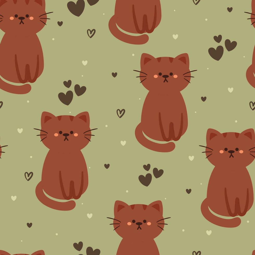 seamless pattern cartoon cat. cute animal wallpaper for textile, gift wrap paper vector