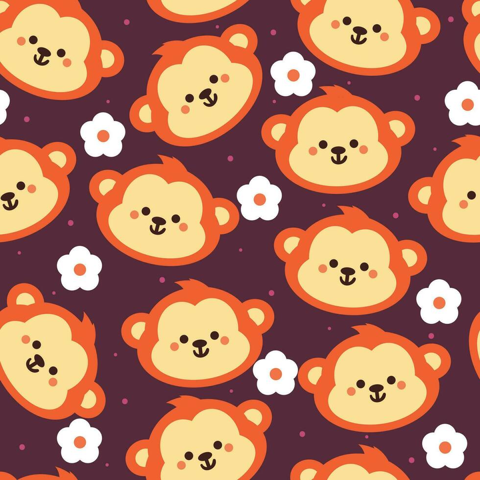 seamless pattern cartoon monkey. cute animal wallpaper for textile, gift wrap paper vector