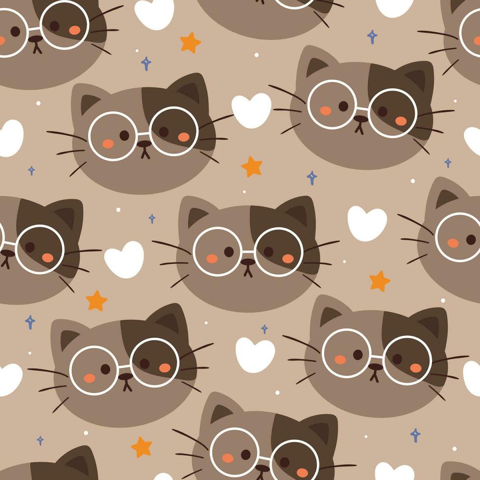 seamless pattern cartoon cat. cute animal wallpaper for textile, gift wrap paper vector