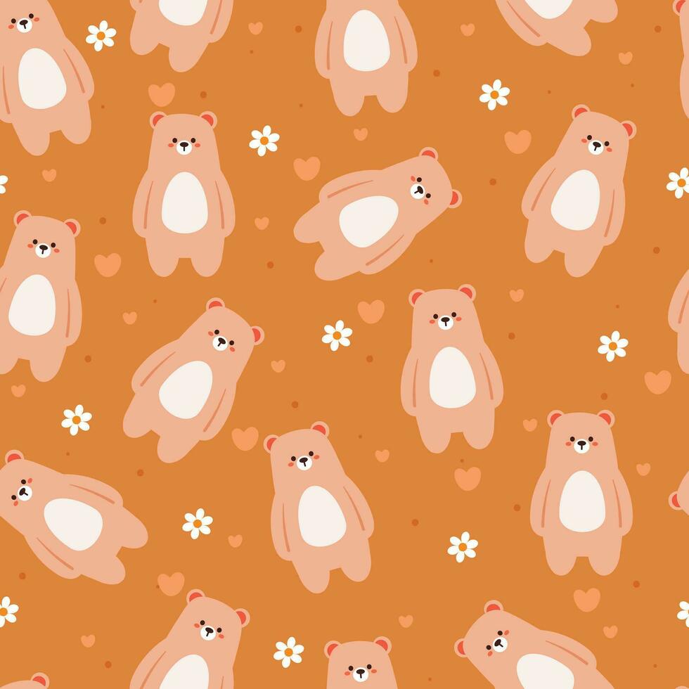 seamless pattern cartoon bears. cute animal wallpaper illustration for gift wrap paper vector