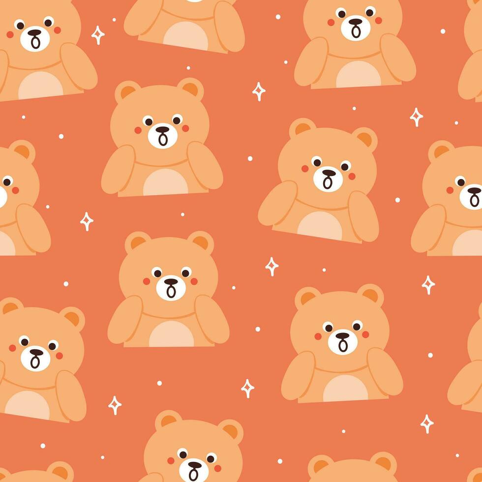 seamless pattern cartoon bears. cute animal wallpaper illustration for gift wrap paper vector