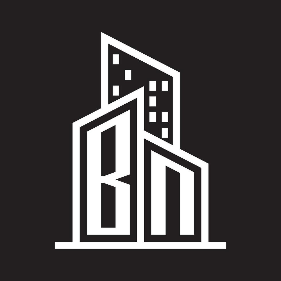 bn real inmuebles logo con edificio estilo , real inmuebles logo valores vector