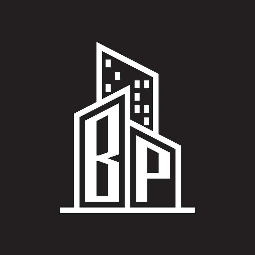 bp real inmuebles logo con edificio estilo , real inmuebles logo valores vector