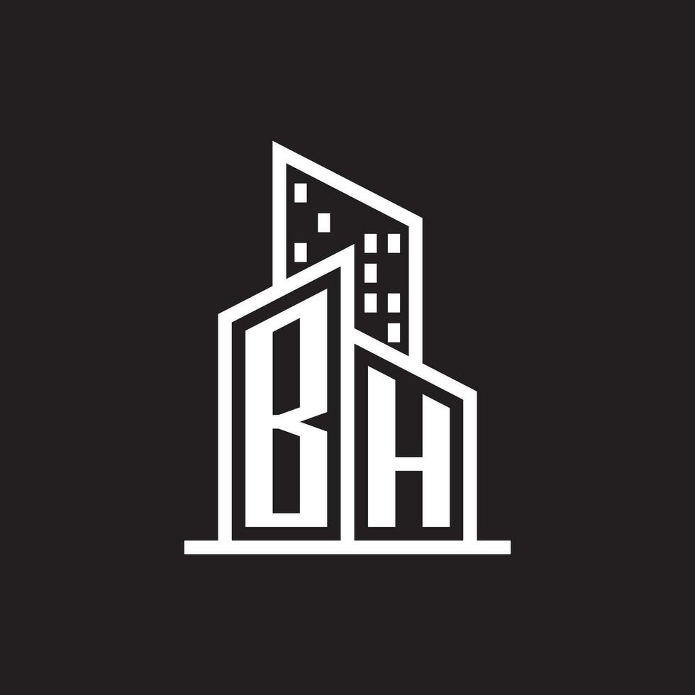 bh real inmuebles logo con edificio estilo , real inmuebles logo valores vector