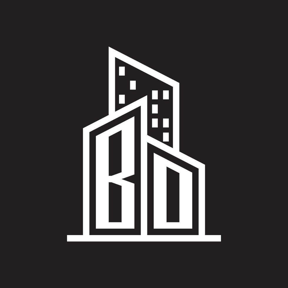 bd real inmuebles logo con edificio estilo , real inmuebles logo valores vector