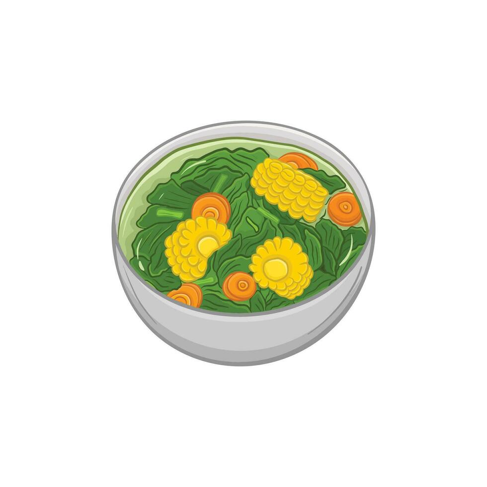 Spinach Soup Indonesian Home Made food Illustration Vector