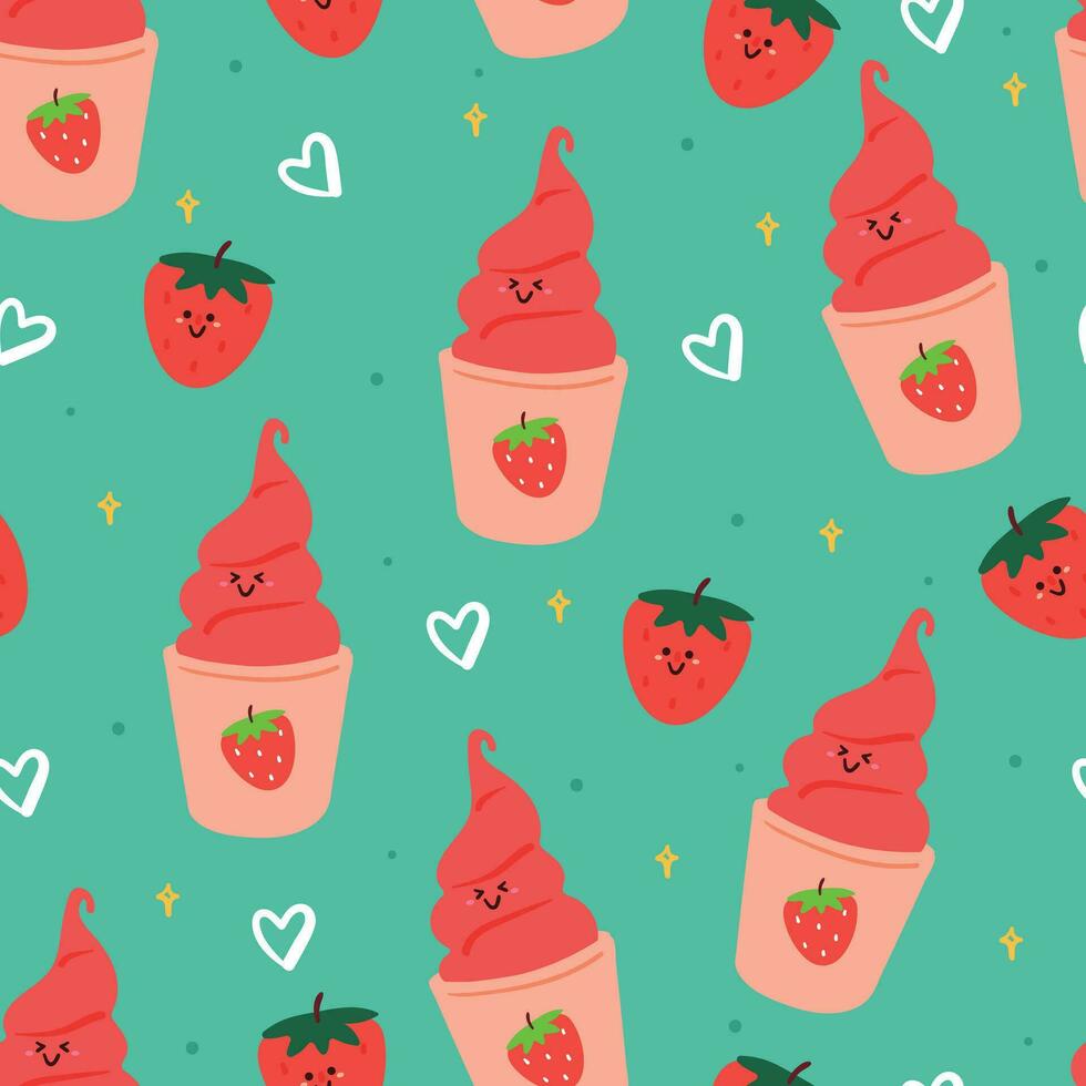 seamless pattern cartoon cute dessert character. cute food wallpaper for textile, gift wrap paper vector