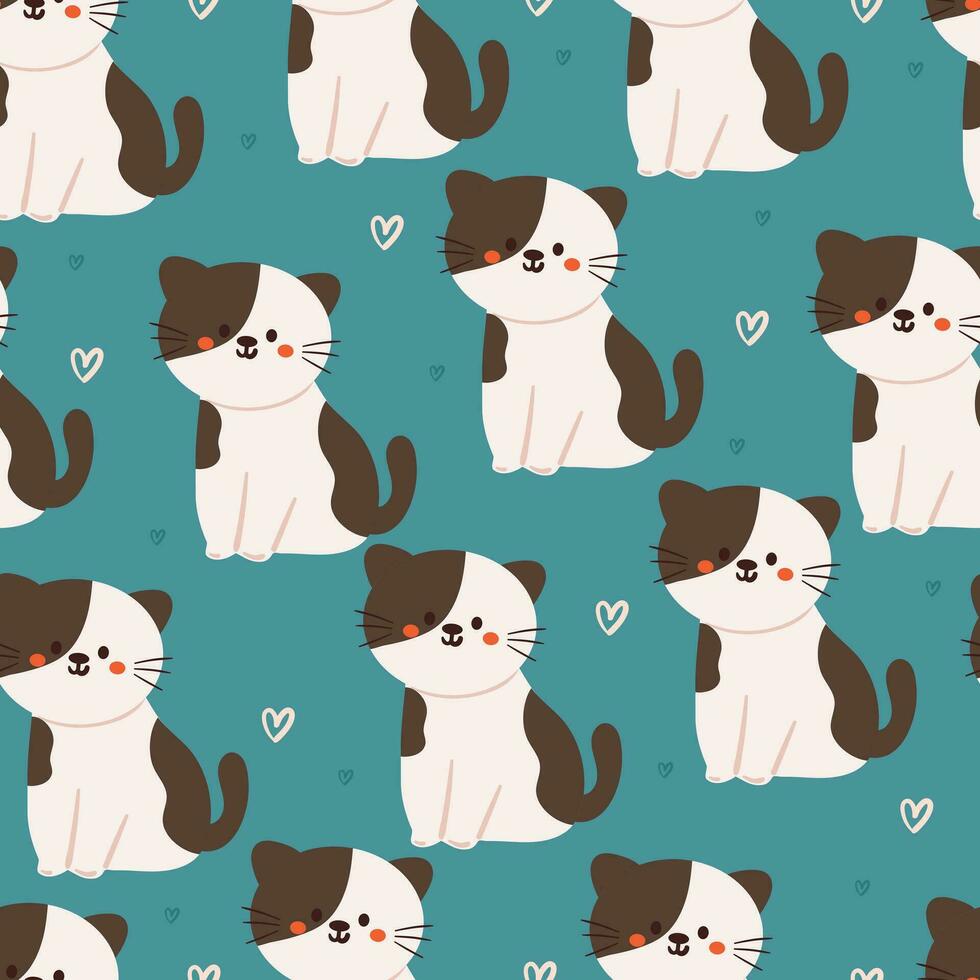 gato de dibujos animados de patrones sin fisuras. lindo papel tapiz de animales para textiles, papel de regalo vector