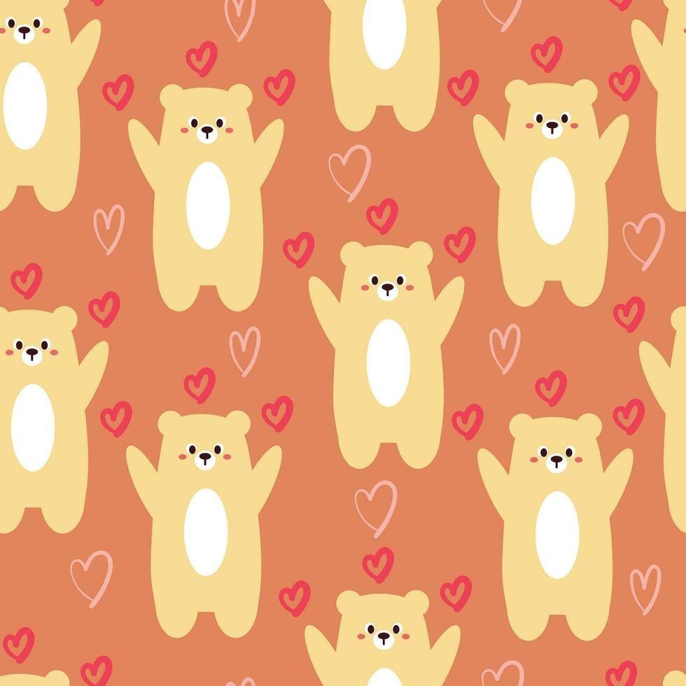 seamless pattern cartoon happy bear. cute animal cartoon wallpaper vector