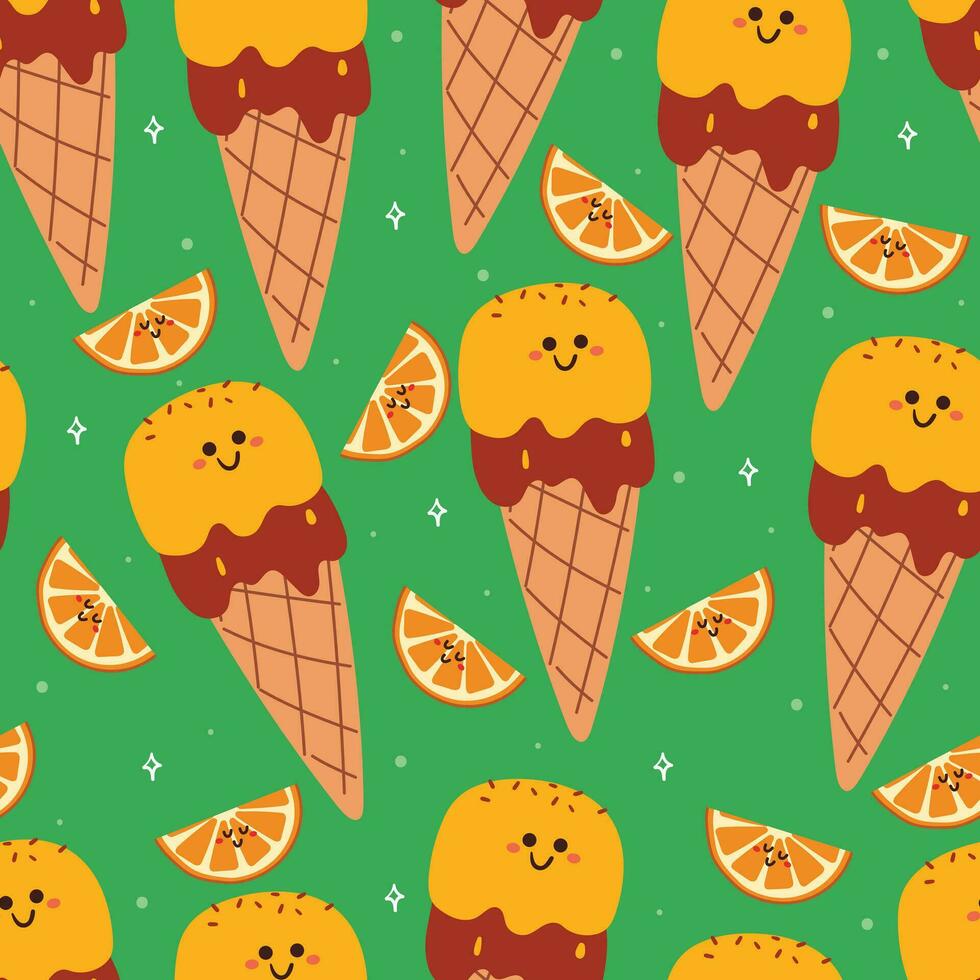 seamless pattern cartoon cute dessert character. cute food wallpaper for textile, gift wrap paper vector