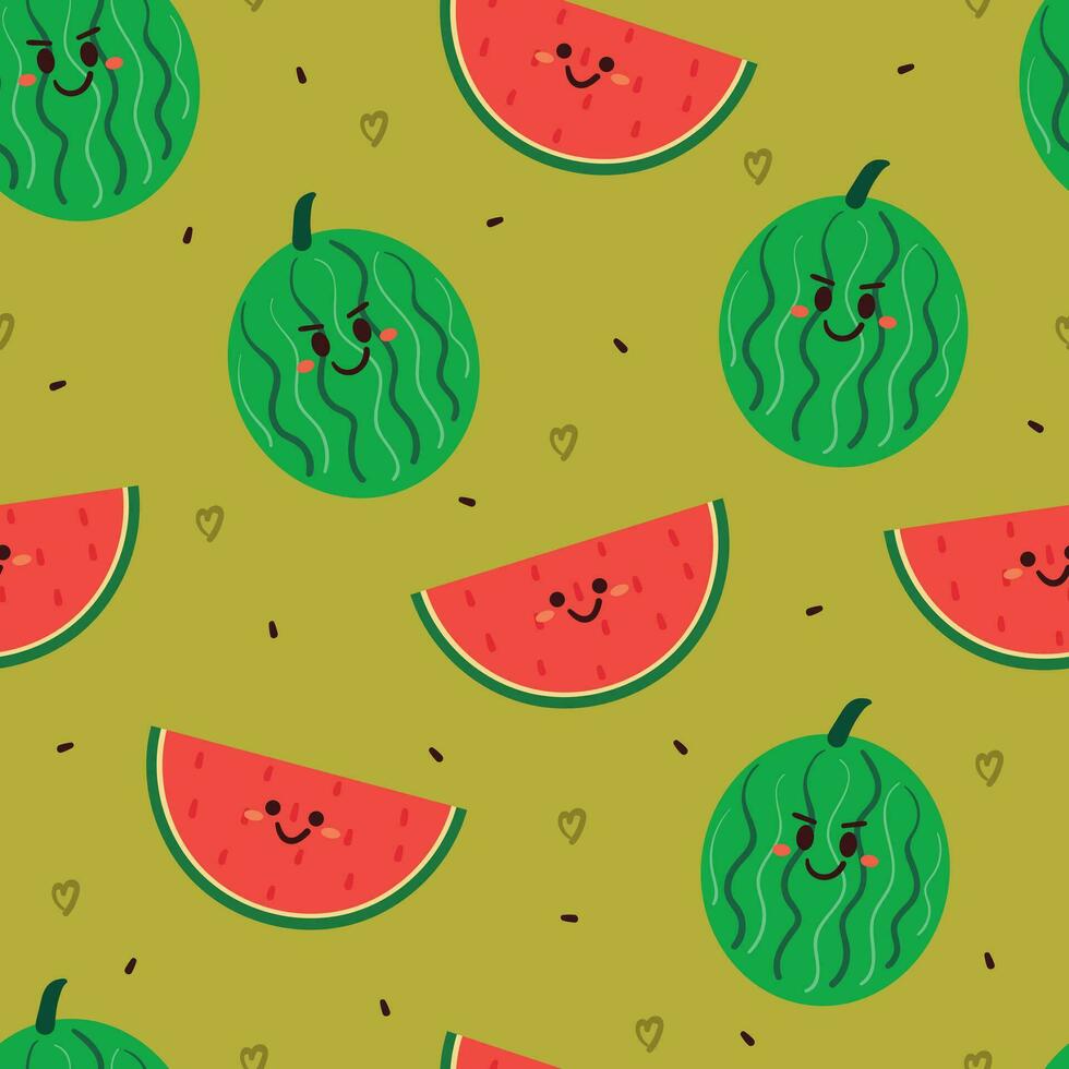 seamless pattern cartoon fruit character. cute fruit character for kids, textile, gift wrap paper vector