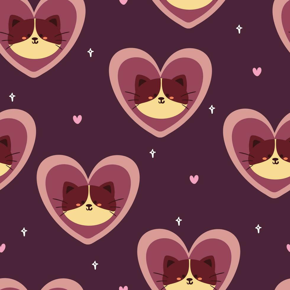 seamless pattern cartoon cat. cute animal wallpaper for textile, gift wrap paper vector