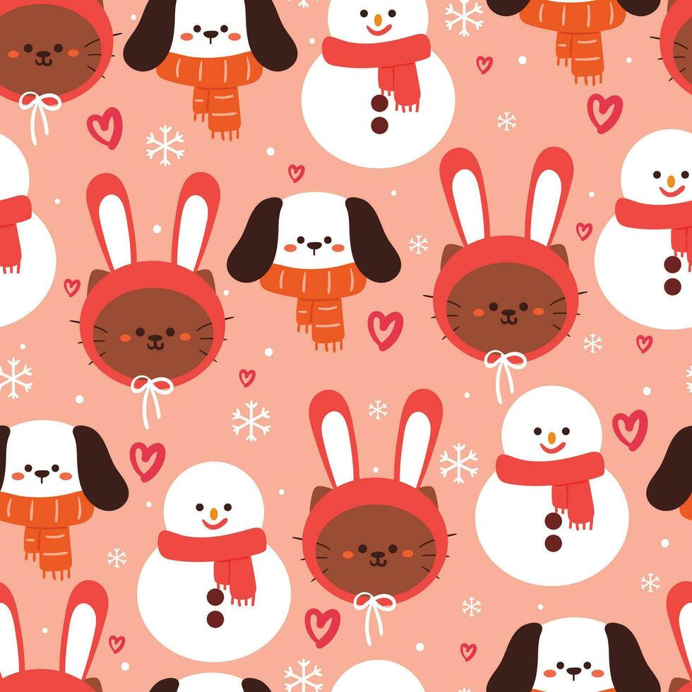 seamless pattern cartoon bunny and puppy. cute animal wallpaper for textile, gift wrap paper vector