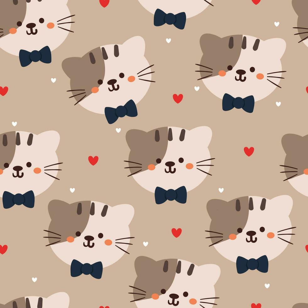 seamless pattern cartoon cat. cute animal wallpaper for textile, gift wrap paper vector